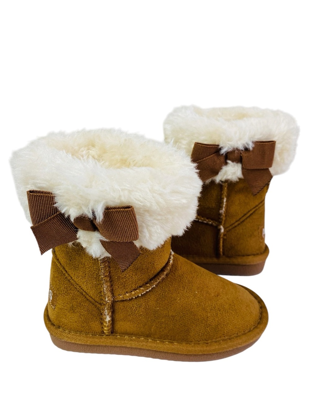 Apres By Lamo Chestnut Suede Sherpa Lined Boots W/Bow Detail Size 8